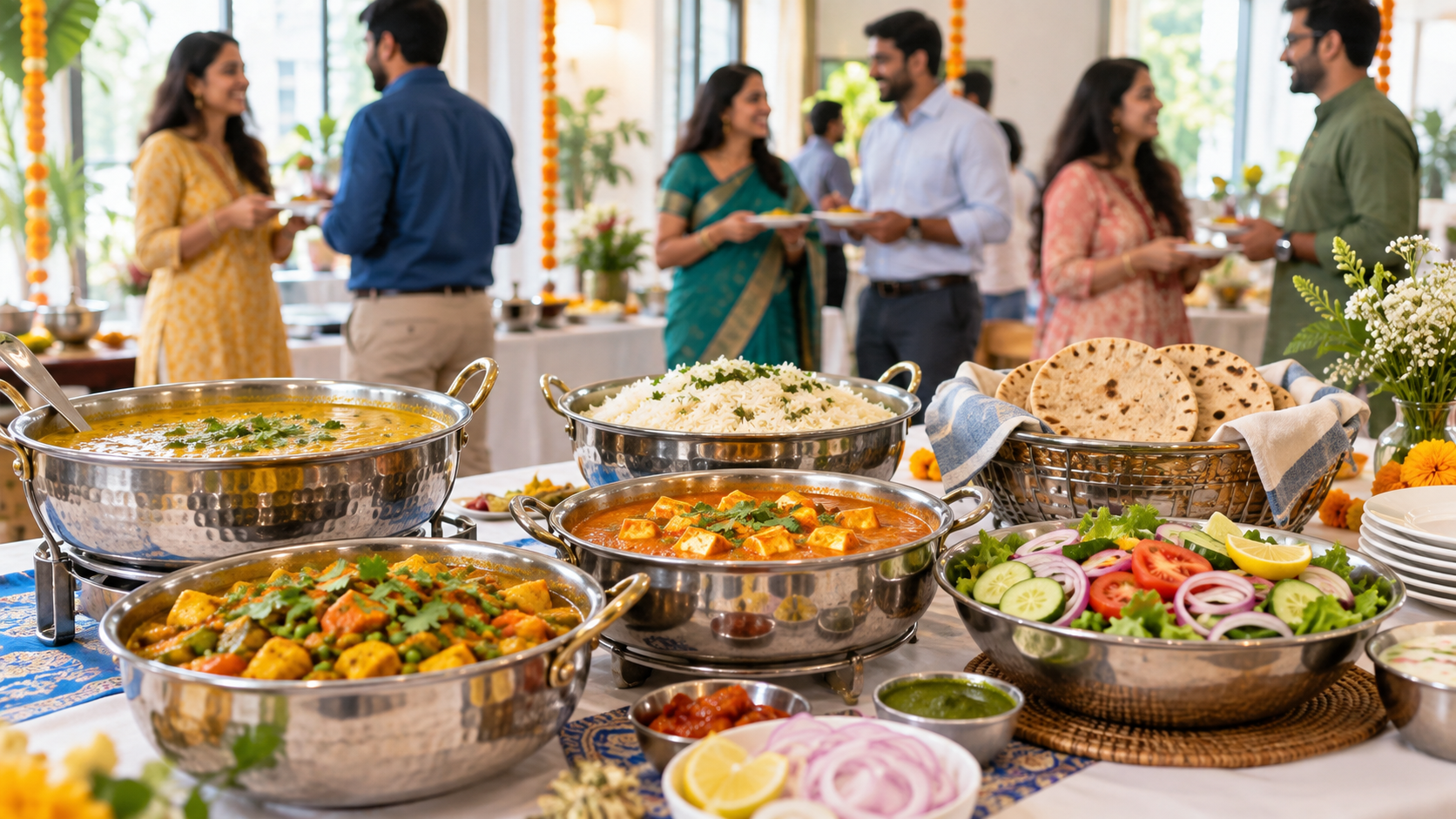 Vegetarian food for a group celebration