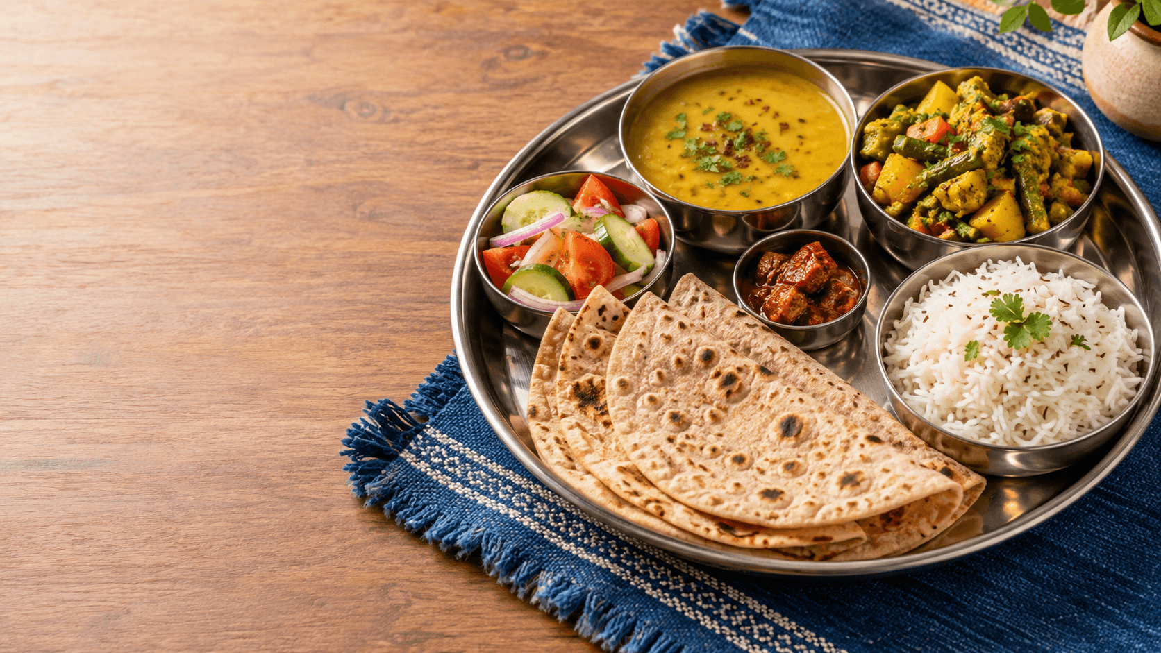 Home-style vegetarian thali from Dolly's Foods Labz